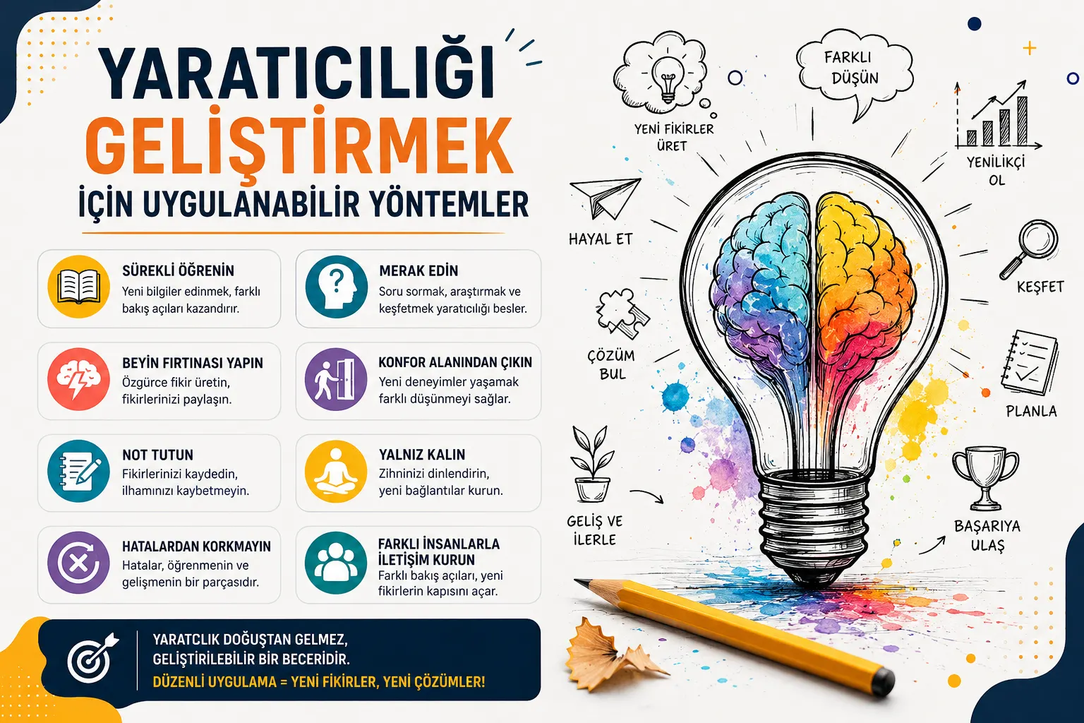 Yaratıcılığı Geliştirmek İçin Uygulanabilir Yöntemler görseli